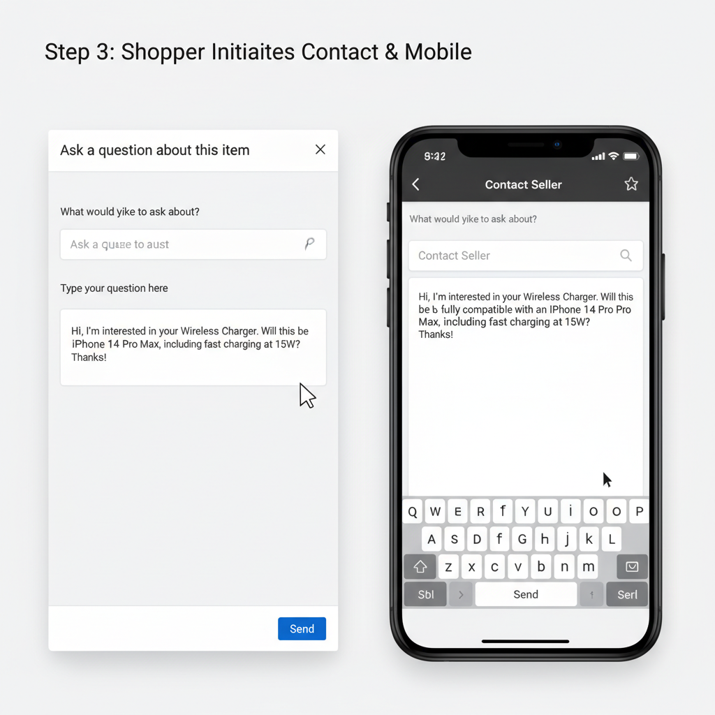Close-up infographic of Amazon product detail page showing Ships from and Sold by sections