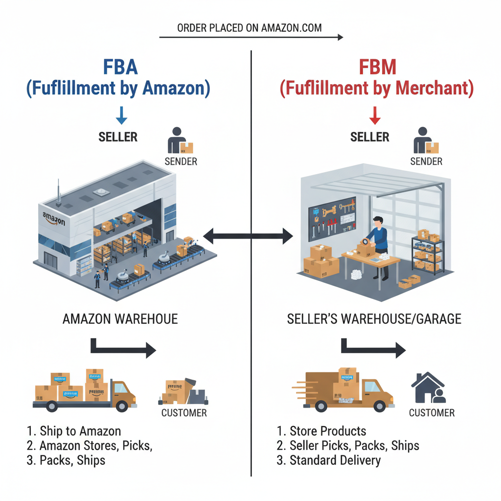 Collage of different types of Amazon Marketplace sellers from solo hustlers to large brands