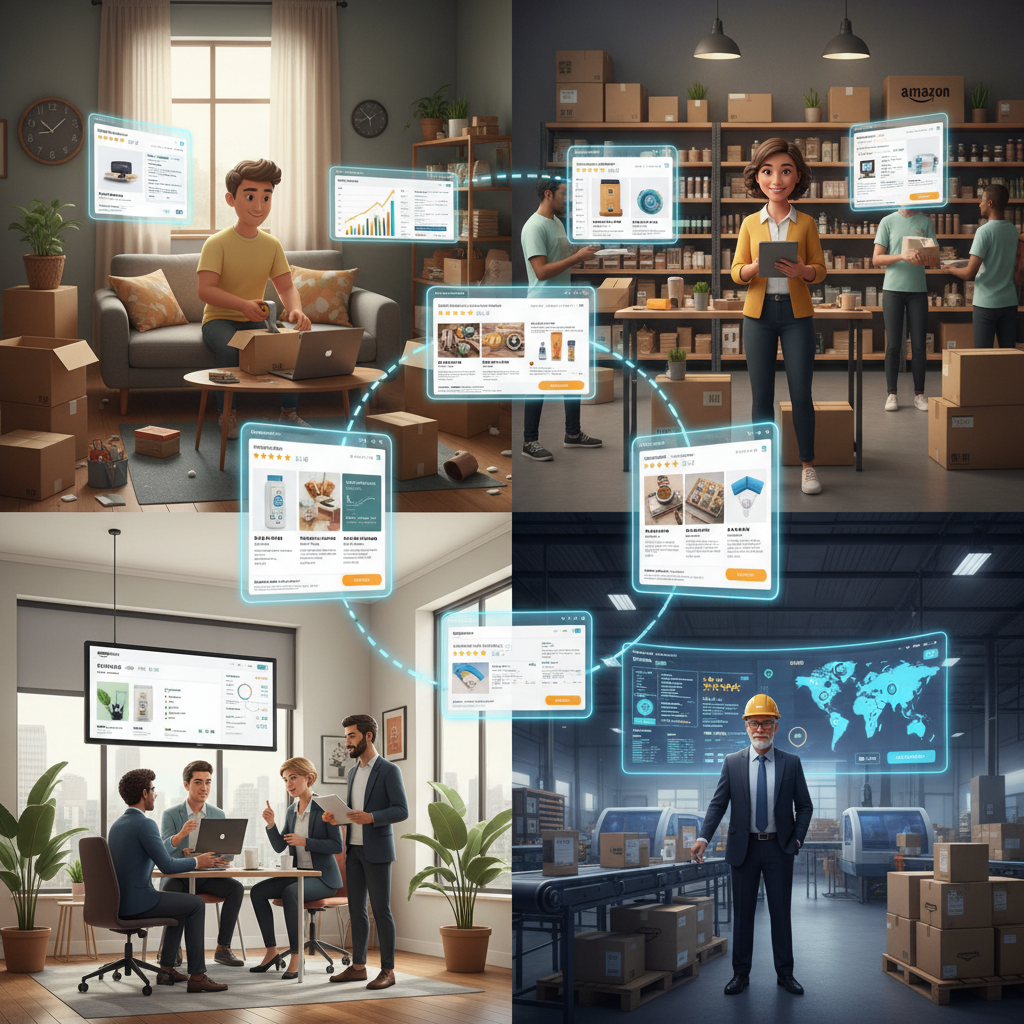 Infographic showing the global scale and statistics of Amazon Marketplace