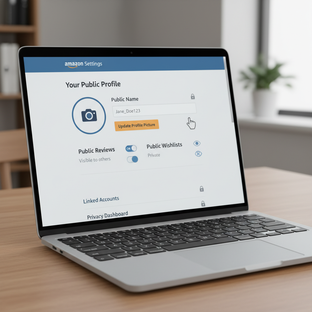 Side-by-side iPhone and Android mockups showing how to tap through the Amazon app to profile and share the link
