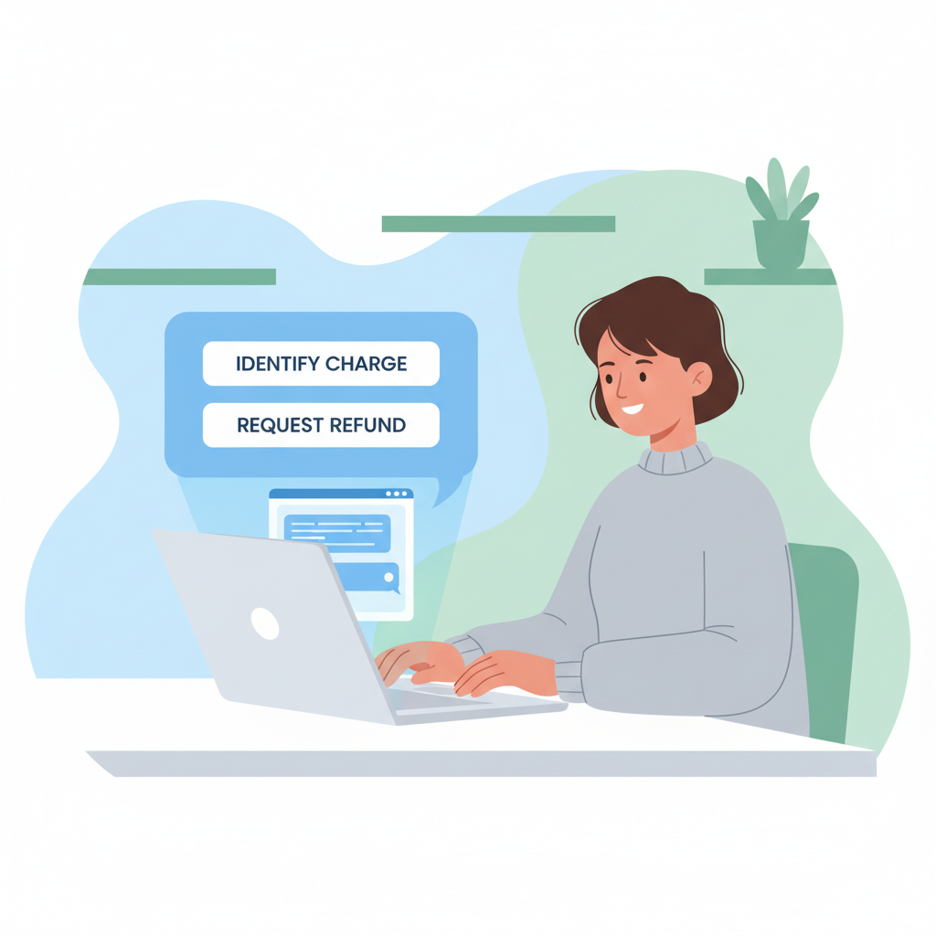 Customer chatting online with support about identifying and refunding a digital charge