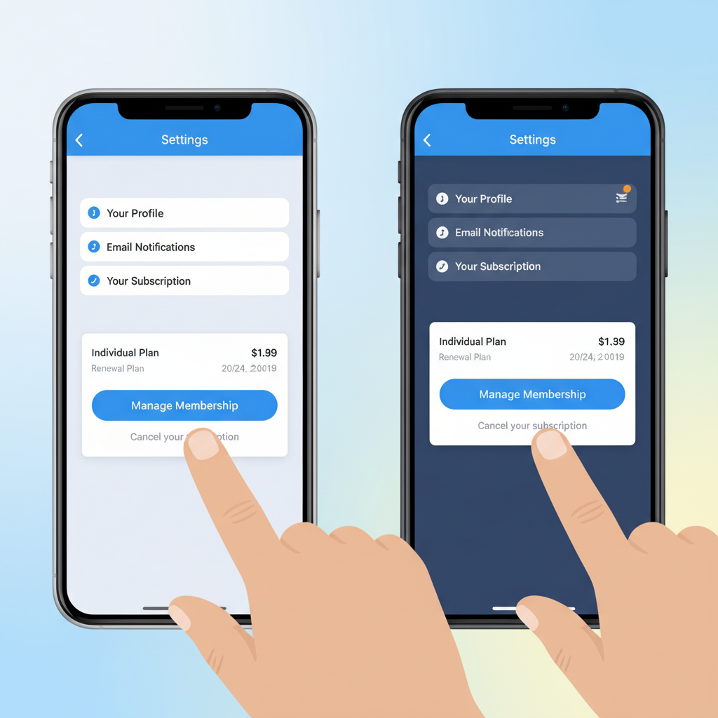 iPhone and Android screens showing Amazon Music app settings and subscription management
