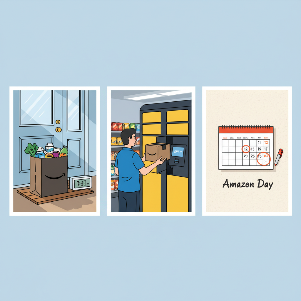 Nighttime street with Amazon driver quietly leaving a package at a doorstep around 9:30 p.m.