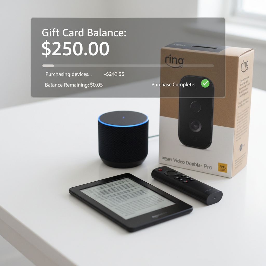 Digital collage of Kindle books, movies, music, and other Amazon digital content linked to an Amazon gift card