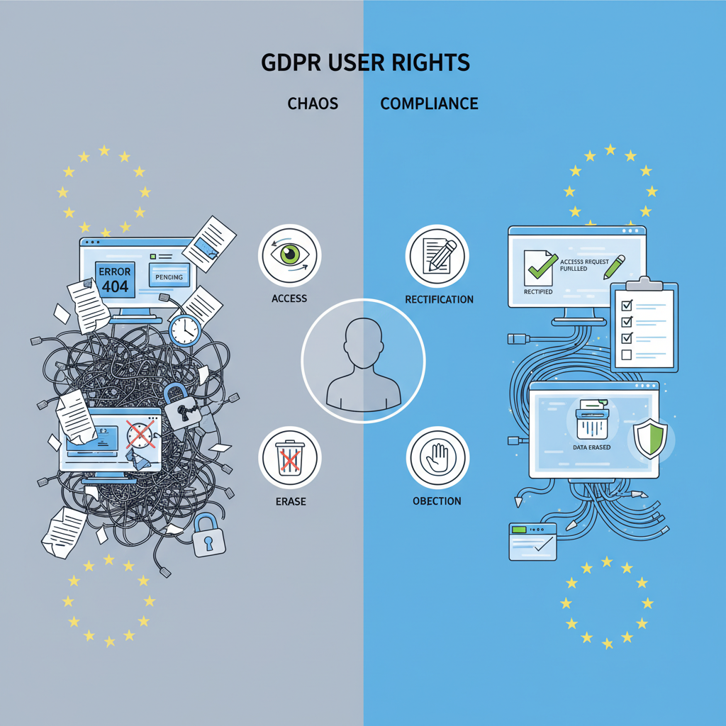 Illustration showing civil society complaints sparking GDPR enforcement against big tech