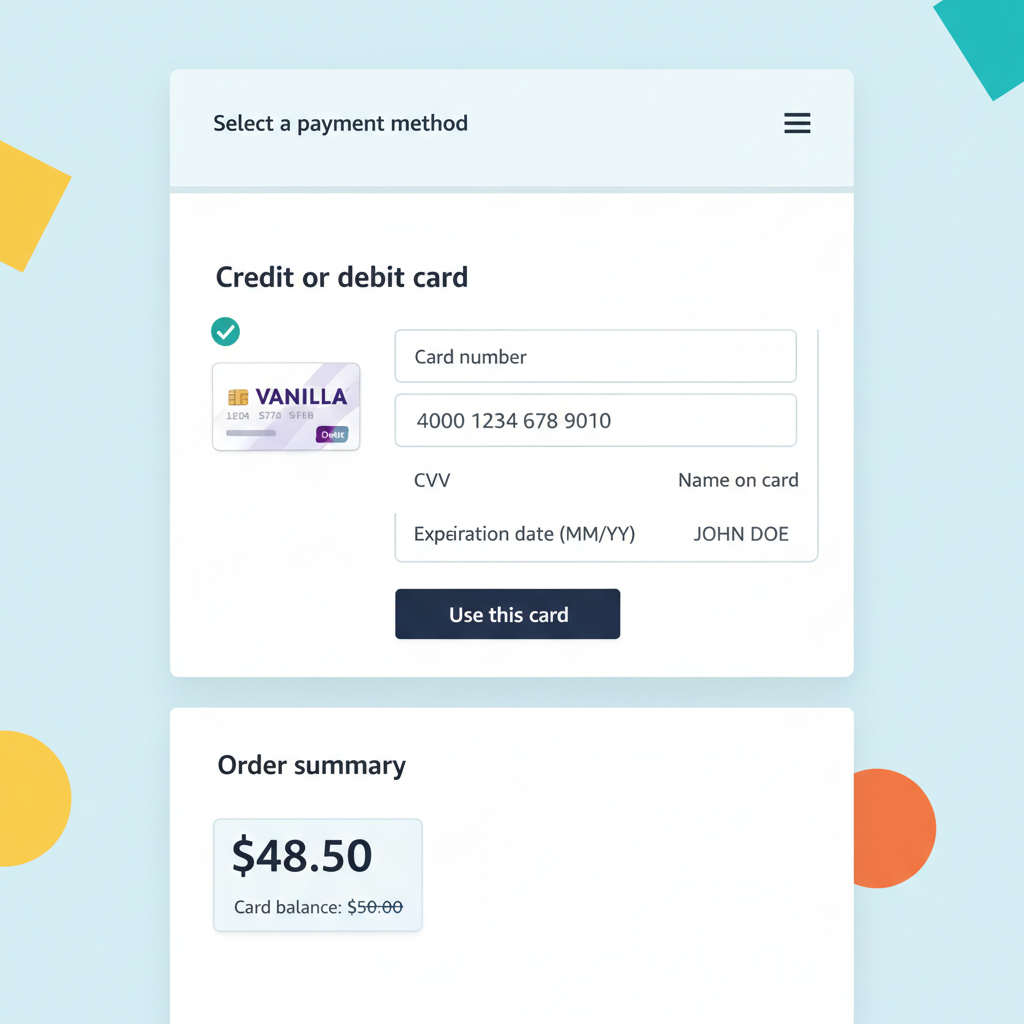 Quick overview of using Vanilla gift cards on Amazon
