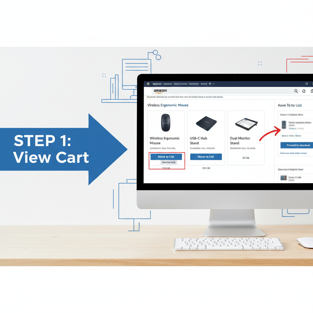Step-by-step desktop guide turning an Amazon cart into a shareable list