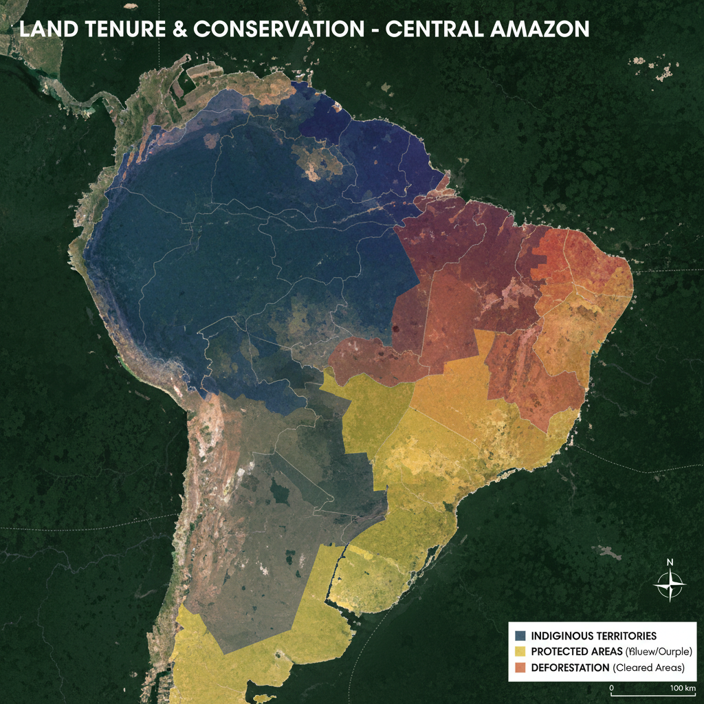 Deforestation visualization of the Amazon arc of deforestation with forest cover and loss