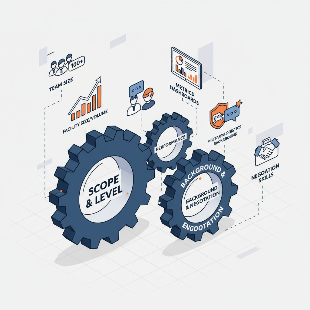 Illustration of gears labeled Scope & Level, Performance, and Background & Negotiation to show what drives pay