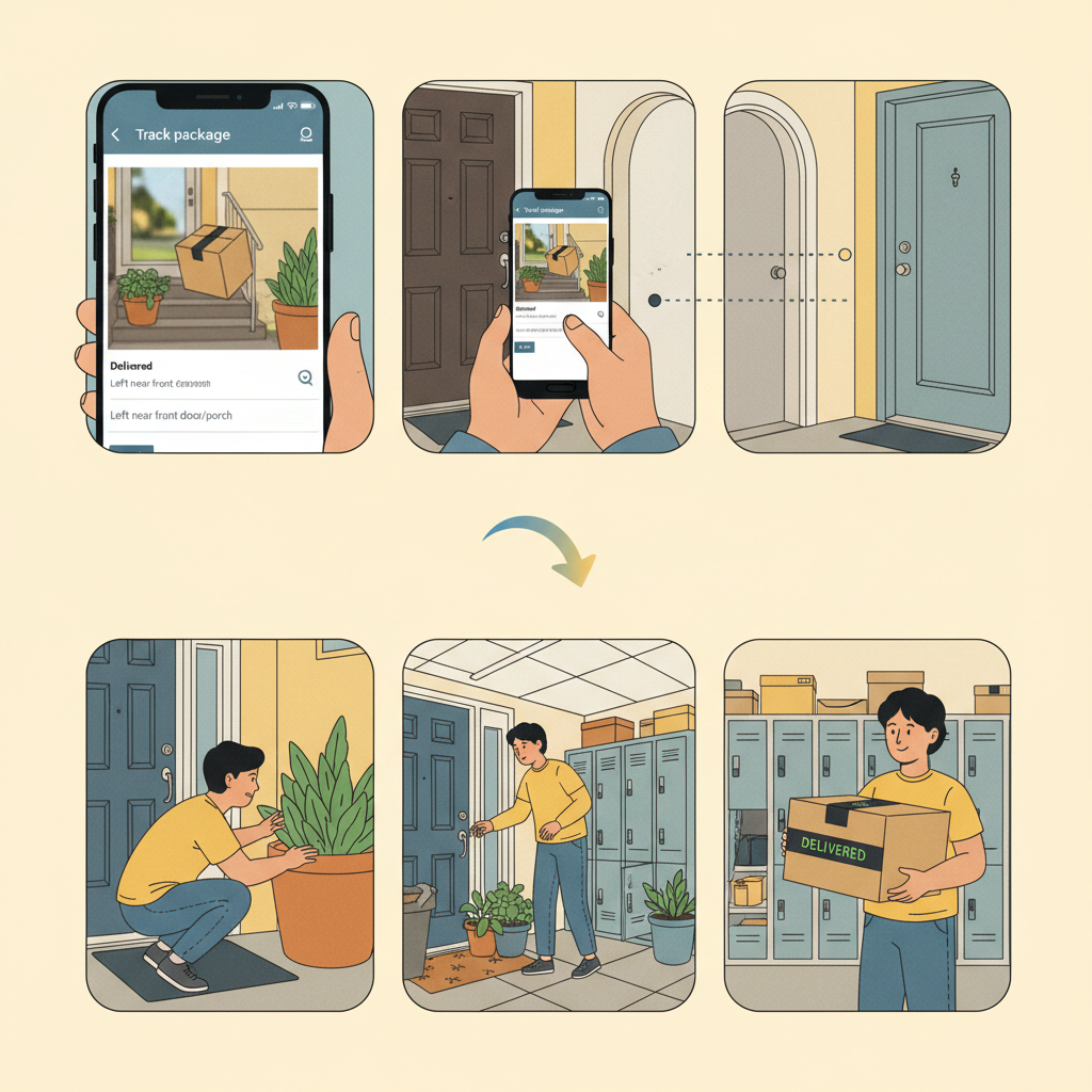 Searching all around the property and checking Amazon tracking details for a missing package