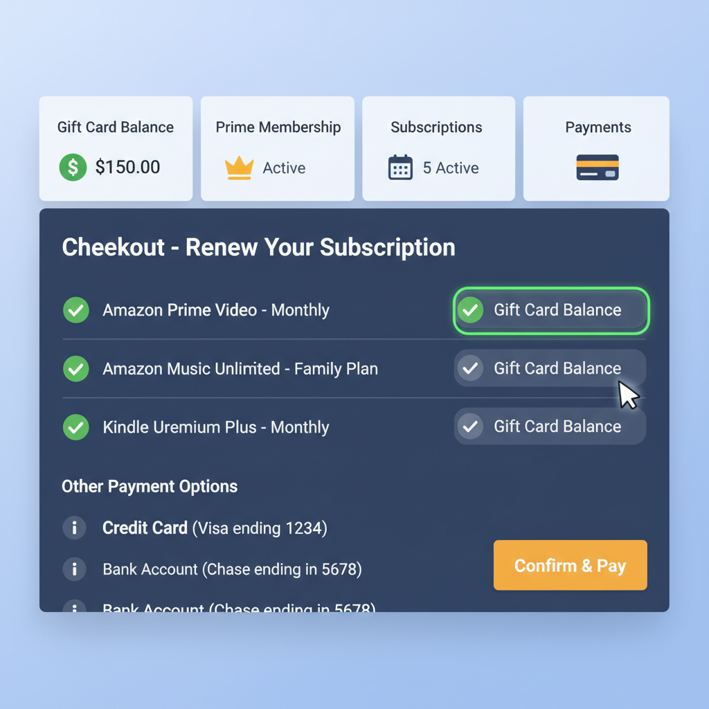 Person relaxing with Kindle, Prime Video, and app store all connected to an Amazon balance