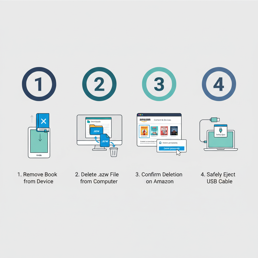 Modern Kindle home screen with long-press menu showing remove options