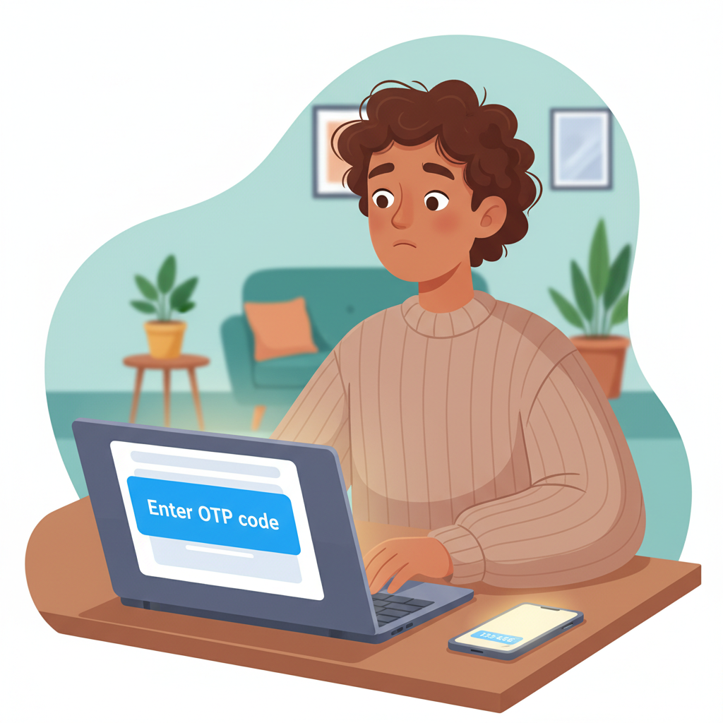 Online shopper on Amazon checkout screen being asked to enter an OTP security code