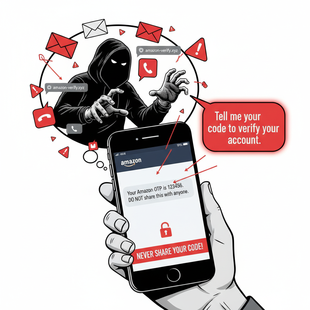 Visual breakdown of how Amazon OTP works for both sign-in and delivery