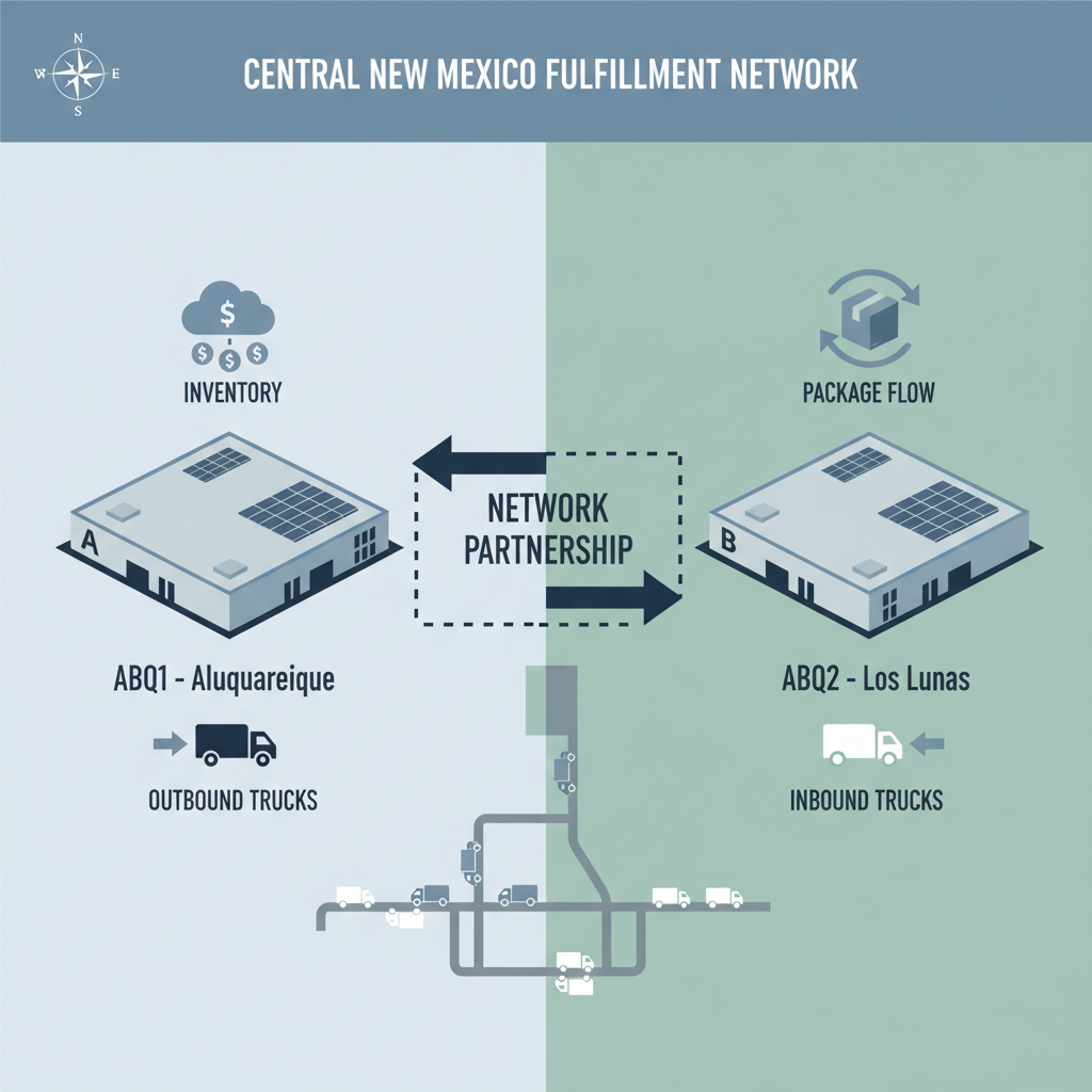 Stylized comparison of ABQ1 in Albuquerque and ABQ2 in Los Lunas on a regional map
