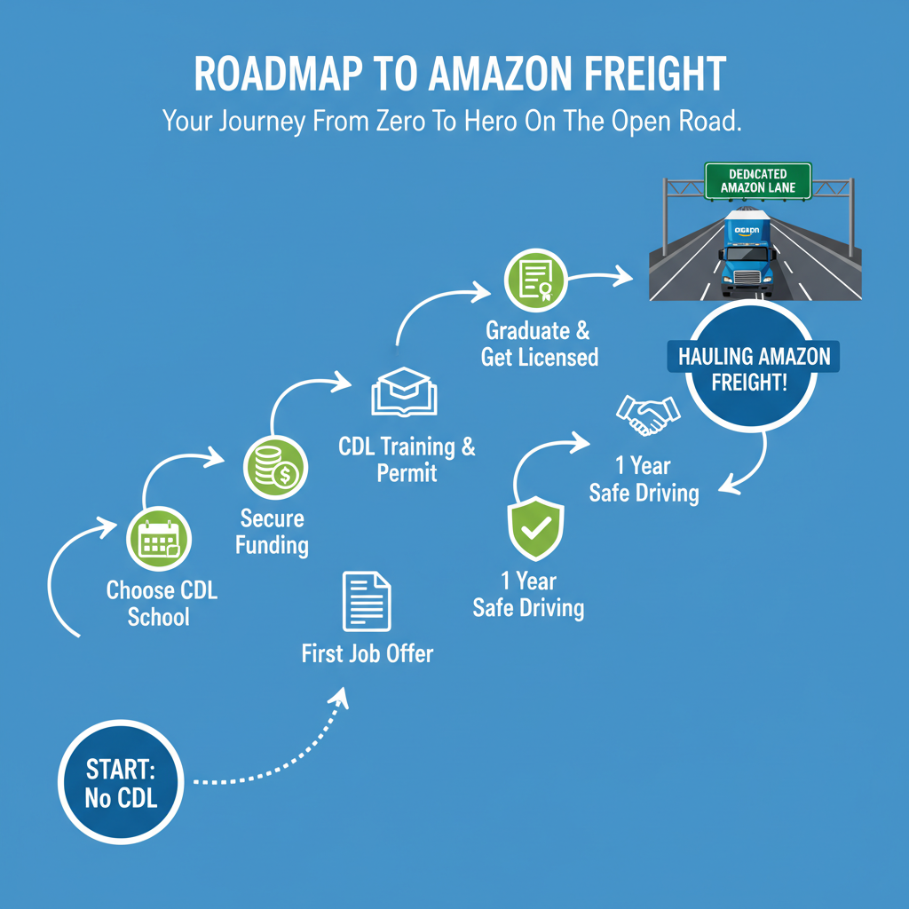 Driver backing a tractor–trailer into a dock at an Amazon fulfillment center at night