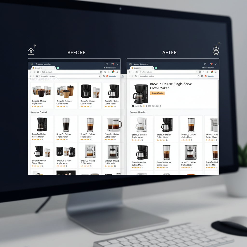 Digital marketer presenting an Amazon position GIF to non-technical stakeholders on a large screen