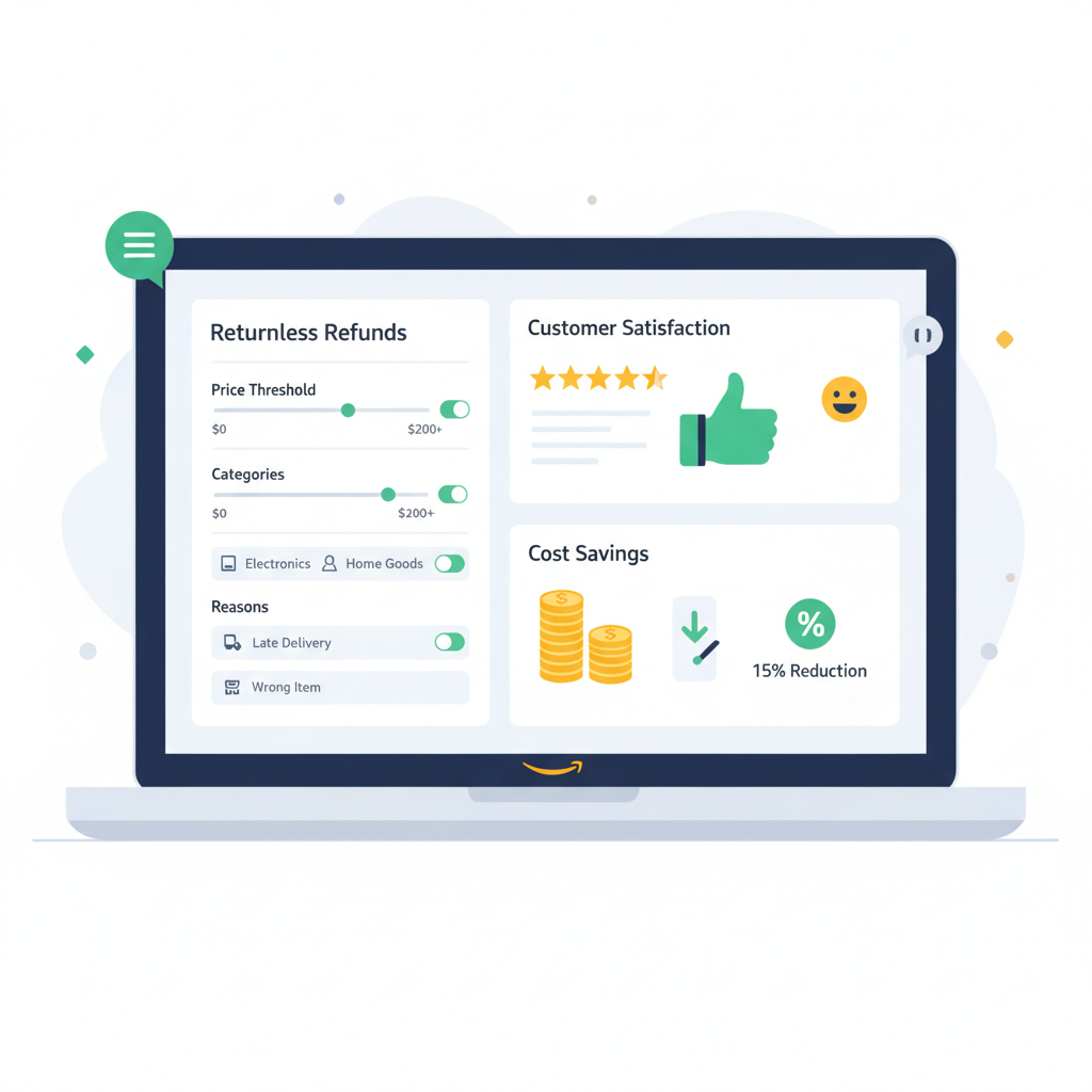 Infographic explaining how Amazon returnless refunds work with refund approved and no return needed