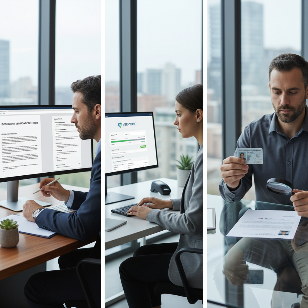 Employer, landlord, and lender each verifying Amazon employment using letters and online platforms