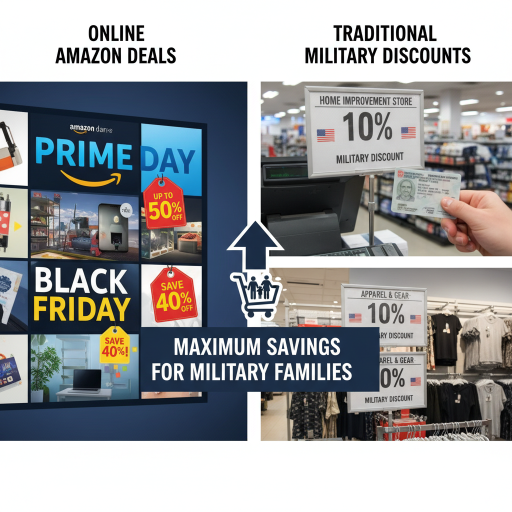 Comparison of Amazon sale events and traditional in-store military discounts